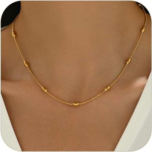 Minimalist Gold Chain Necklace for Women - 18K Plated Adjustable Layered Jewelry - Picture 1 of 7
